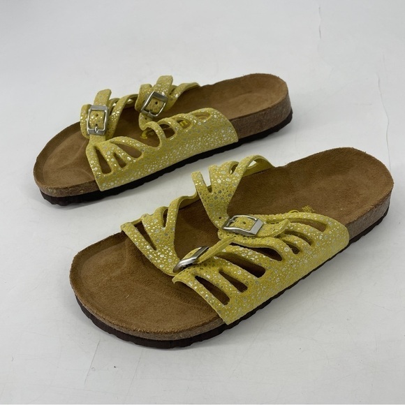 New CALIFORNIA Footwear Slides Sandals Women's Size US 7.5-8 yellow sparkle - Picture 1 of 6